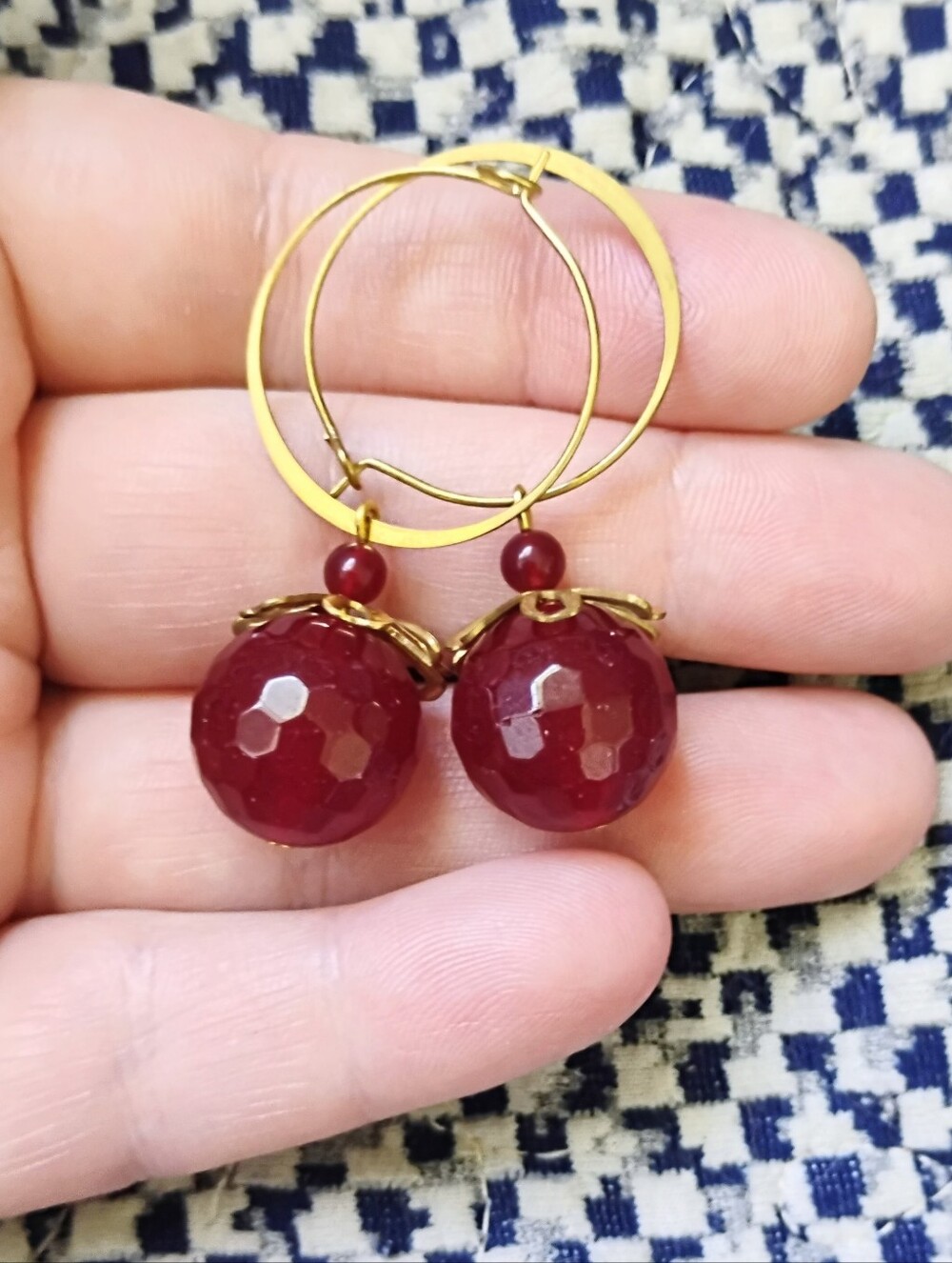 Ruby Blossom Handmade Charm Hoops - Picture 3 of 5